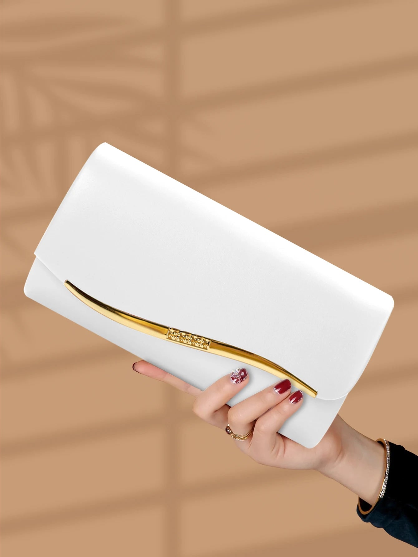 Elegant Luxurious Faux Leather Party Versatile Chain Clutch Evening Bag Mssza