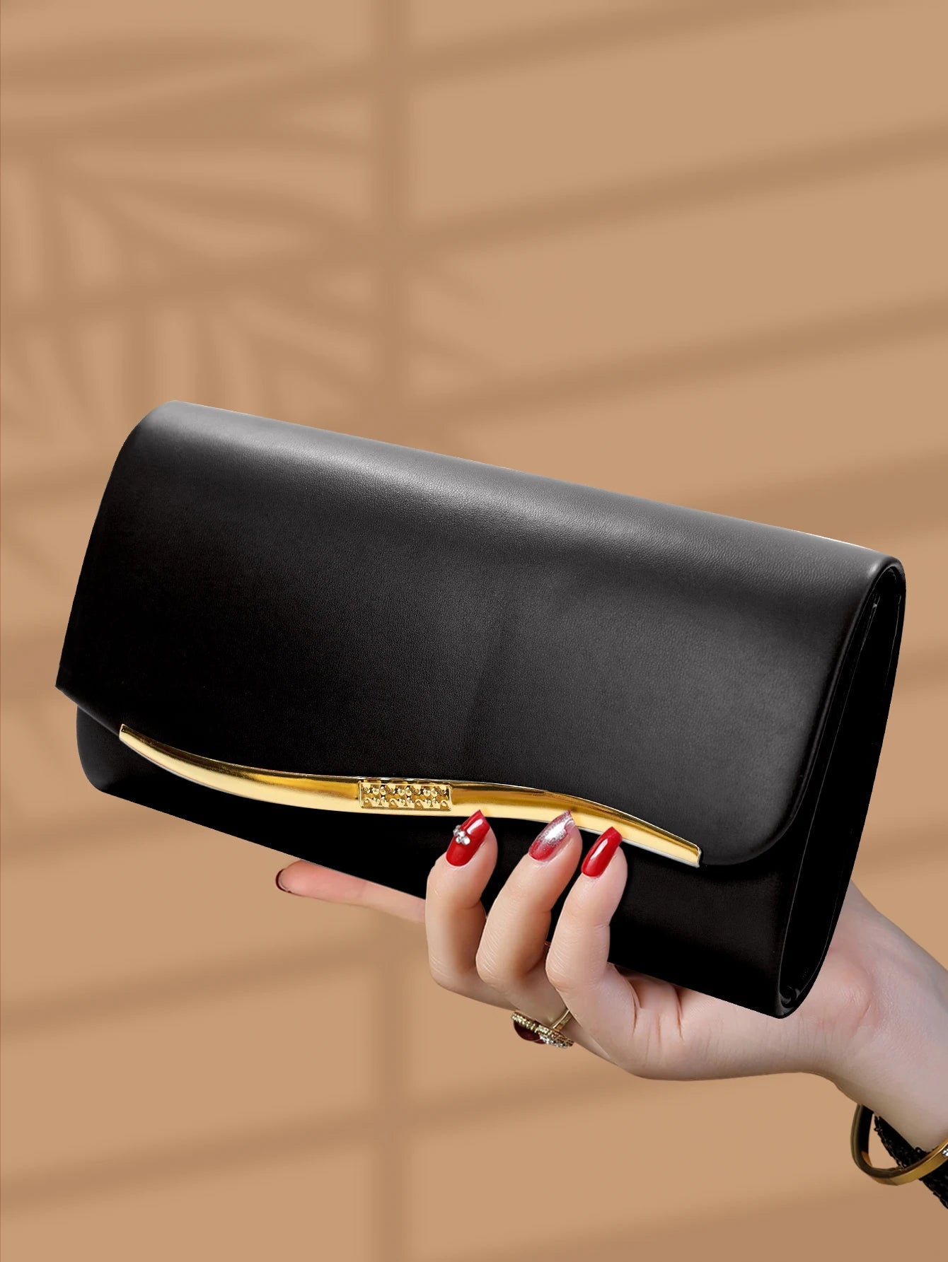 Elegant Luxurious Faux Leather Party Versatile Chain Clutch Evening Bag Mssza