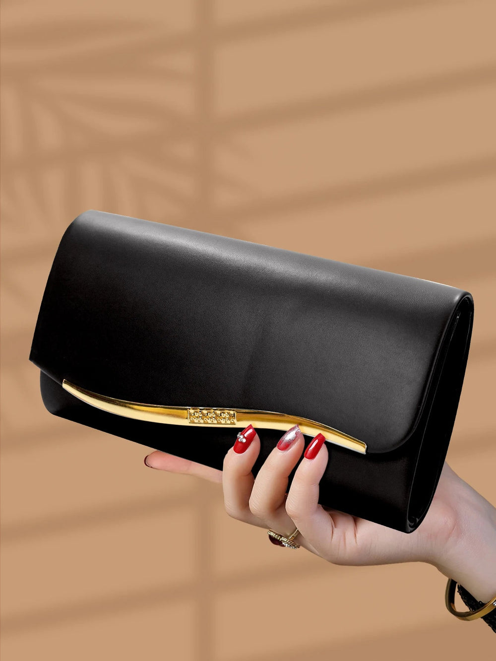 Elegant Luxurious Faux Leather Party Versatile Chain Clutch Evening Bag Mssza