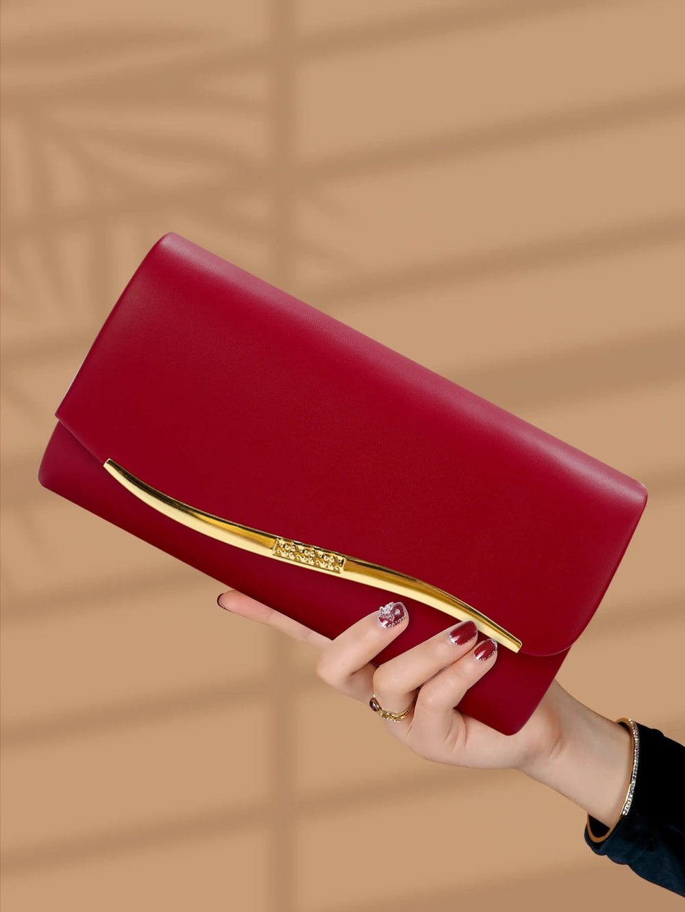 Elegant Luxurious Faux Leather Party Versatile Chain Clutch Evening Bag Mssza