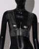 Elegant Metal Sequins Backless Deep V Neck Sleeveless Crop Tops Mssza