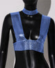 Elegant Metal Sequins Backless Deep V Neck Sleeveless Crop Tops Mssza