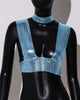 Elegant Metal Sequins Backless Deep V Neck Sleeveless Crop Tops Mssza