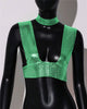 Elegant Metal Sequins Backless Deep V Neck Sleeveless Crop Tops Mssza
