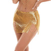 Elegant Metal Sequins Tassel Chain See Through Mini Skirt Mssza