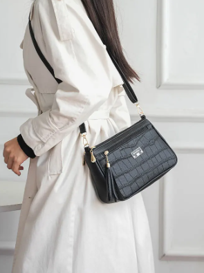 Elegant Mom Bag Crocodile Cross Border Small Square Versatile Large Capacity Messenger Crossbody Bag Mssza