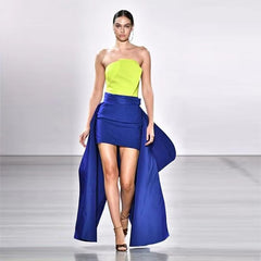 Elegant Non Stretch Skirt High Waist Skirt And Crop Top 2 Piece Set Mssza