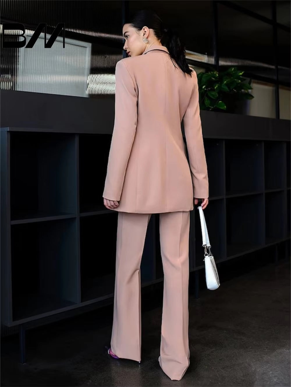 Elegant Notched Button Jacket Wide leg Pants Classic Solid Color Formal Wedding 3-Piece Set Suit Mssza