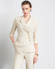Elegant Notched Full Sleeve pencil pants Slims Smooths Work wear Professional Suit Pant Mssza