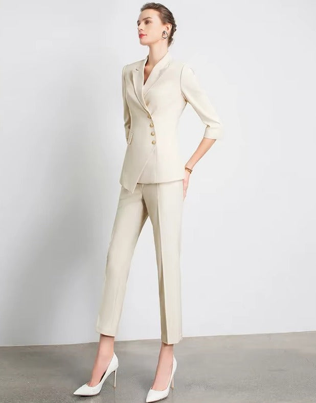 Elegant Notched Full Sleeve pencil pants Slims Smooths Work wear Professional Suit Pant Mssza