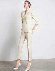 Elegant Notched Full Sleeve pencil pants Slims Smooths Work wear Professional Suit Pant Mssza