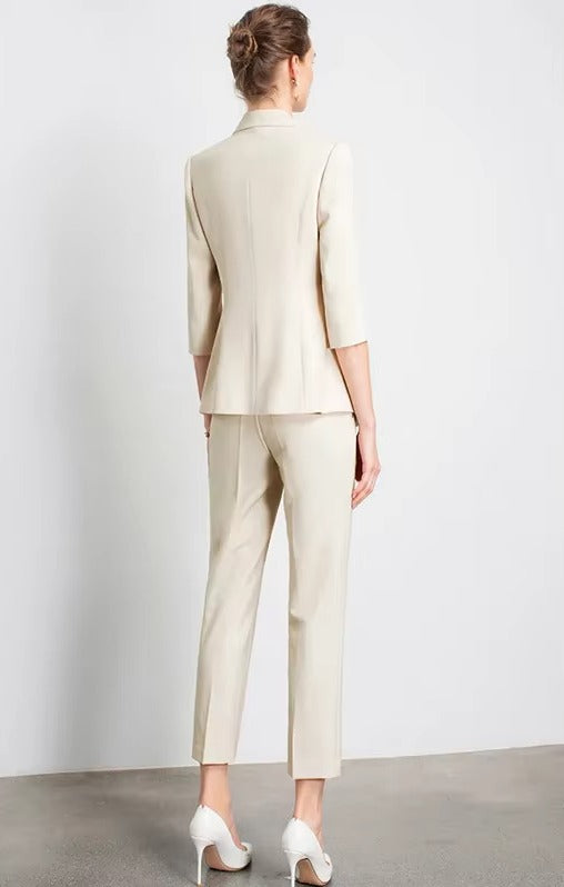 Elegant Notched Full Sleeve pencil pants Slims Smooths Work wear Professional Suit Pant Mssza