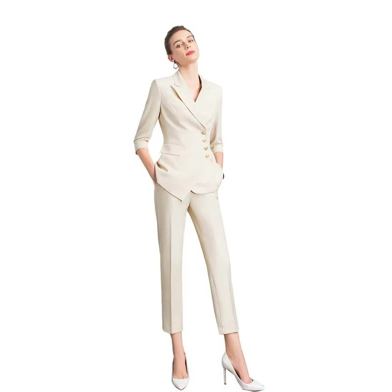 Elegant Notched Full Sleeve pencil pants Slims Smooths Work wear Professional Suit Pant Mssza