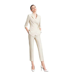 Elegant Notched Full Sleeve pencil pants Slims Smooths Work wear Professional Suit Pant Mssza