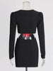 Elegant O-Neck High Waist Hollow Out Spliced Bowknot Bodycon Mini Dress Mssza