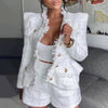 Elegant O-Neck Long Sleeve Single Breasted Jacket And Short 2 Two-Piece Set Mssza