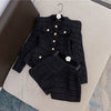 Elegant O-Neck Long Sleeve Single Breasted Jacket And Short 2 Two-Piece Set Mssza