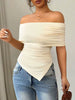 Elegant Patchwork Off Shoulder Slash Neck Streetwear Slim Versatile T-shirt Mssza