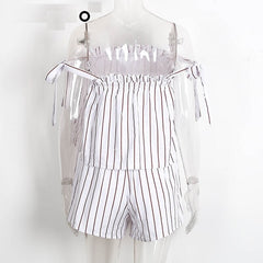 Elegant Off Shoulder Stripe Backless Jumpsuit Mssza