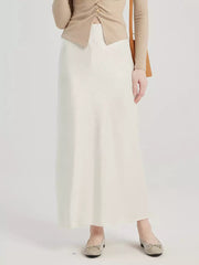 Elegant Office Style Natural Waistline Elastic Waist Long Skirt Mssza