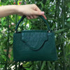 Elegant Open Pocket Ostrich Leather Pouch Tote Travel Handbag Mssza