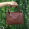 Elegant Open Pocket Ostrich Leather Pouch Tote Travel Handbag Mssza