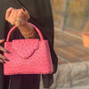 Elegant Open Pocket Ostrich Leather Pouch Tote Travel Handbag Mssza