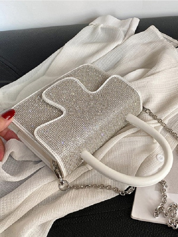 Elegant Patch Rhinestone Chain Handbags Mssza