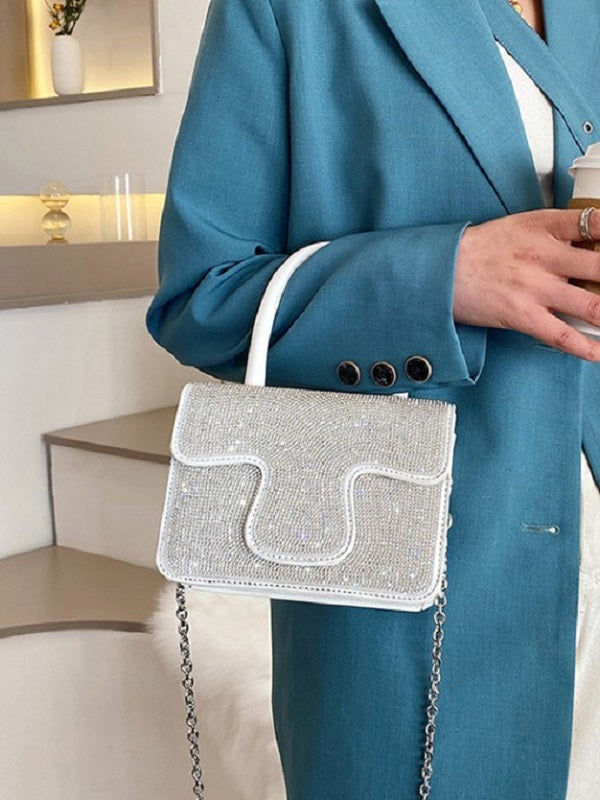 Elegant Patch Rhinestone Chain Handbags Mssza