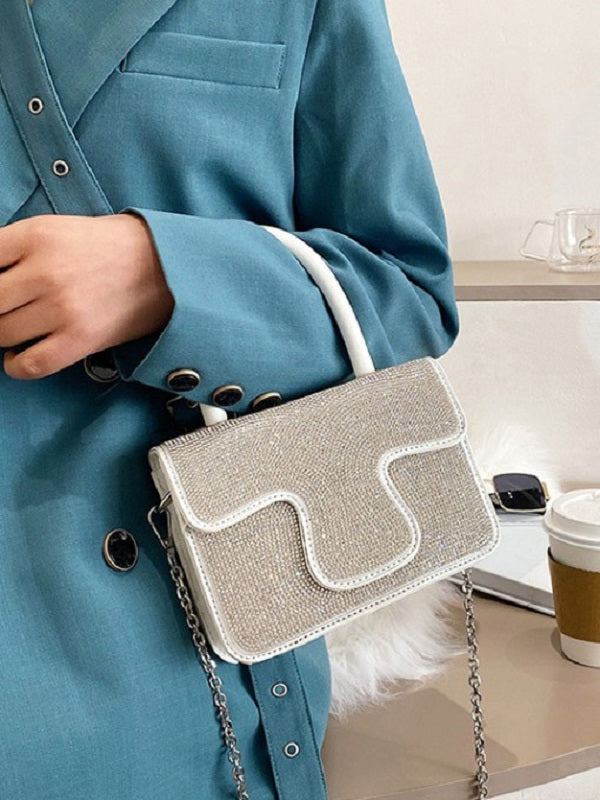 Elegant Patch Rhinestone Chain Handbags Mssza