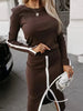 Elegant Patchwork O-Neck Top Maxi Dress Two Pieces Sets Mssza