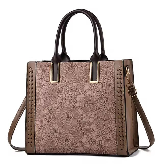 Elegant Patchwork Printed Large Capacity vintage Shoulder Handbag Mssza