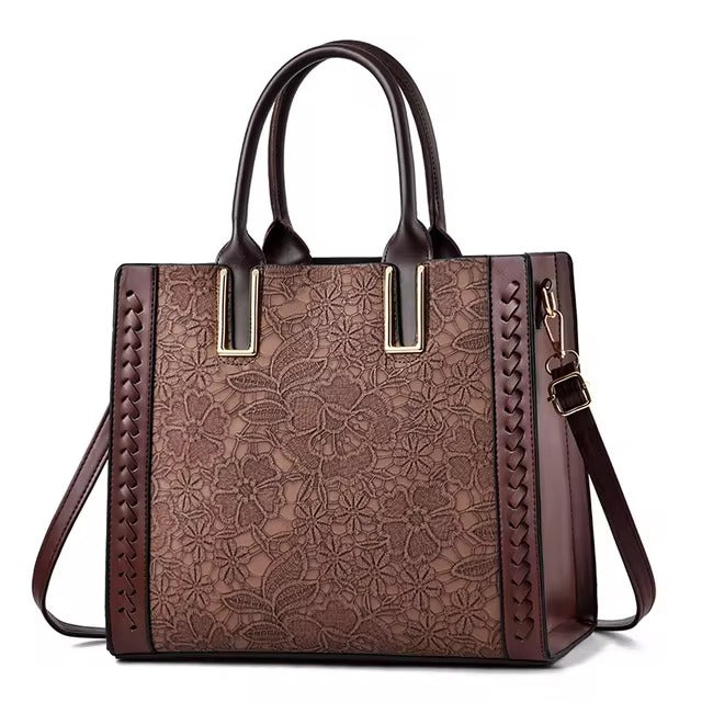 Elegant Patchwork Printed Large Capacity vintage Shoulder Handbag Mssza