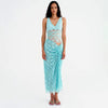 Elegant Patchwork V-neck Top Lace Long Skirt Two Piece Sets Mssza