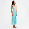 Elegant Patchwork V-neck Top Lace Long Skirt Two Piece Sets Mssza