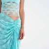 Elegant Patchwork V-neck Top Lace Long Skirt Two Piece Sets Mssza