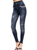 Elegant Pencil Faux Denim High Waist Elastic Butterfly Pritned Leggins Mssza