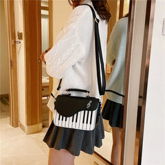 Elegant Piano Design PU Leather Messenger Coin Pocket Crossbody Shoulder Bag Mssza