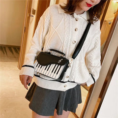 Elegant Piano Design PU Leather Messenger Coin Pocket Crossbody Shoulder Bag Mssza