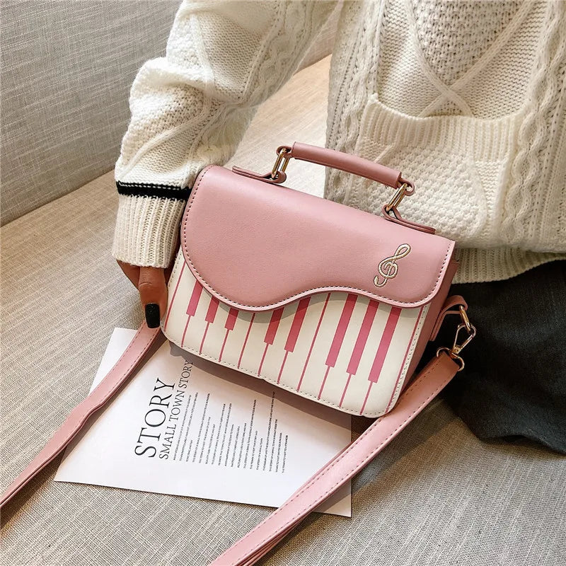 Elegant Piano Design PU Leather Messenger Coin Pocket Crossbody Shoulder Bag Mssza