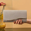 Elegant Pleated Long Chain Party Evening Diamond Wedding Clutch Mssza