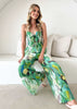 Elegant Pullover Print Suspender Strap Bow Ankle-Length Loose Jumpsuit Mssza