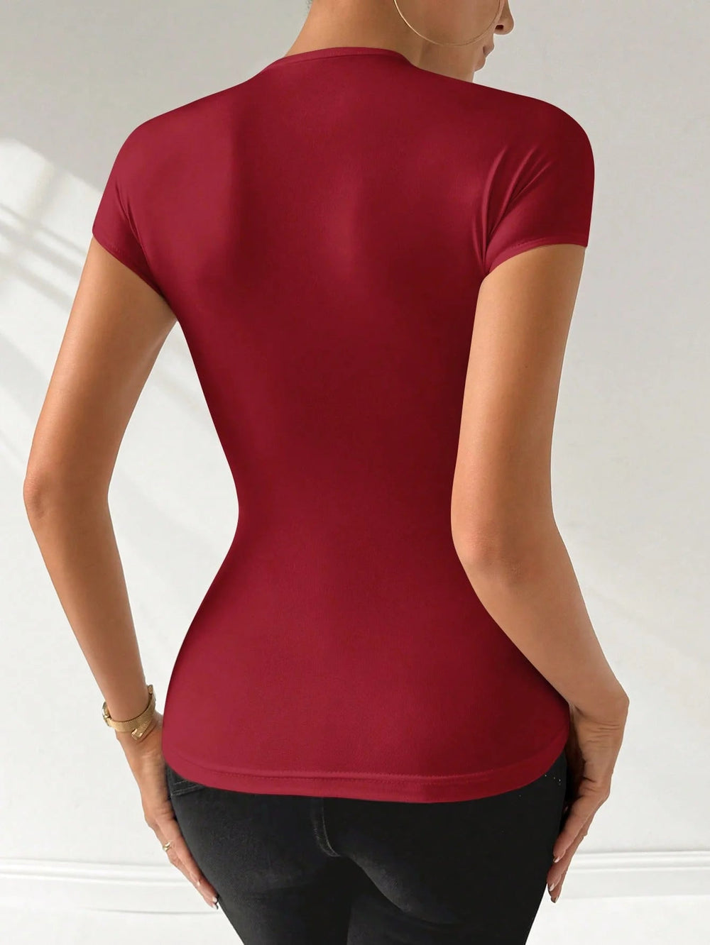 Elegant Romantic Party Cross-Metal Decorated Off The Shoulder Tight T-shirt Mssza