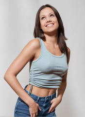 Elegant Round Neck Drawstring Convertible Casual Camis Simple Cami Tops Mssza