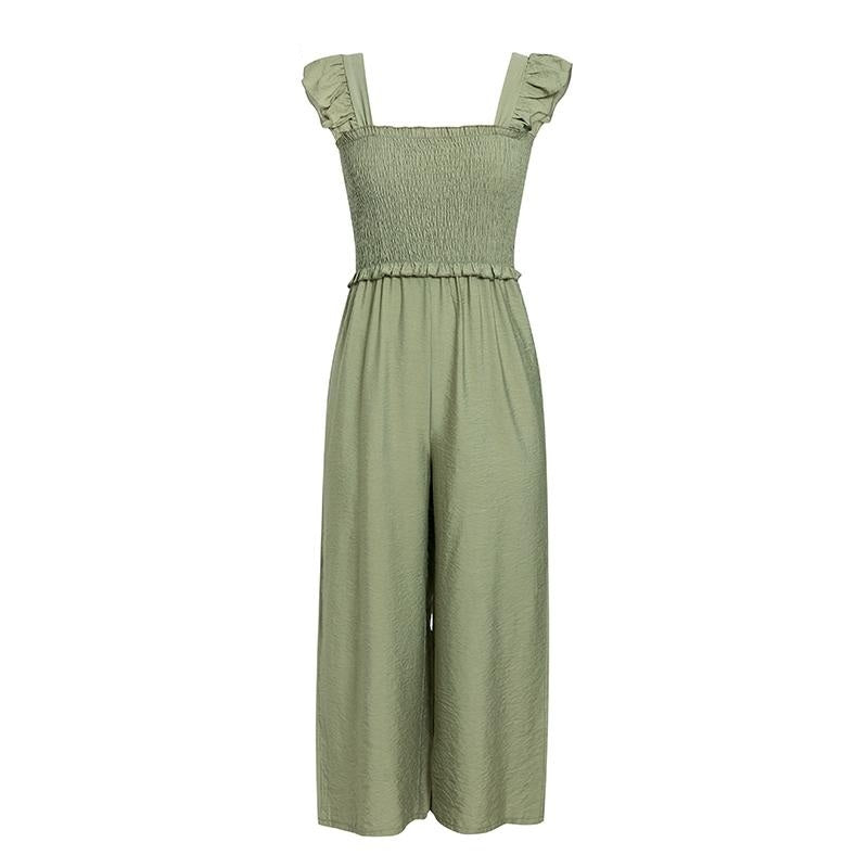 Elegant Ruffle Romper Straps Wide Leg Jumpsuits Mssza