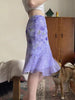 Elegant Ruffle Trim Mermaid  Design Flora Prints Skirts Mssza
