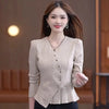 Elegant Ruffled V Neck Asymmetrical Office Lady Chic Solid Tops Mssza
