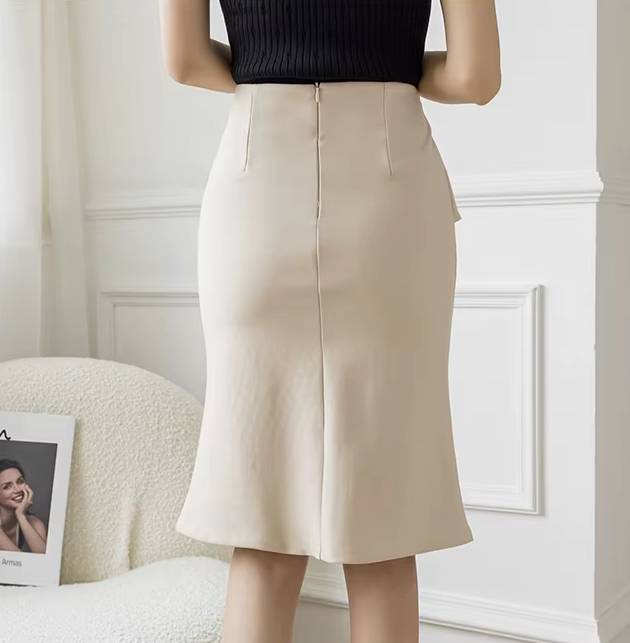 Elegant Ruffles Office Style High Waist Bodycon Pencil Skirt Mssza