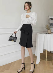 Elegant Ruffles Office Style High Waist Bodycon Pencil Skirt Mssza