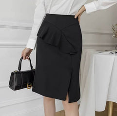Elegant Ruffles Office Style High Waist Bodycon Pencil Skirt Mssza